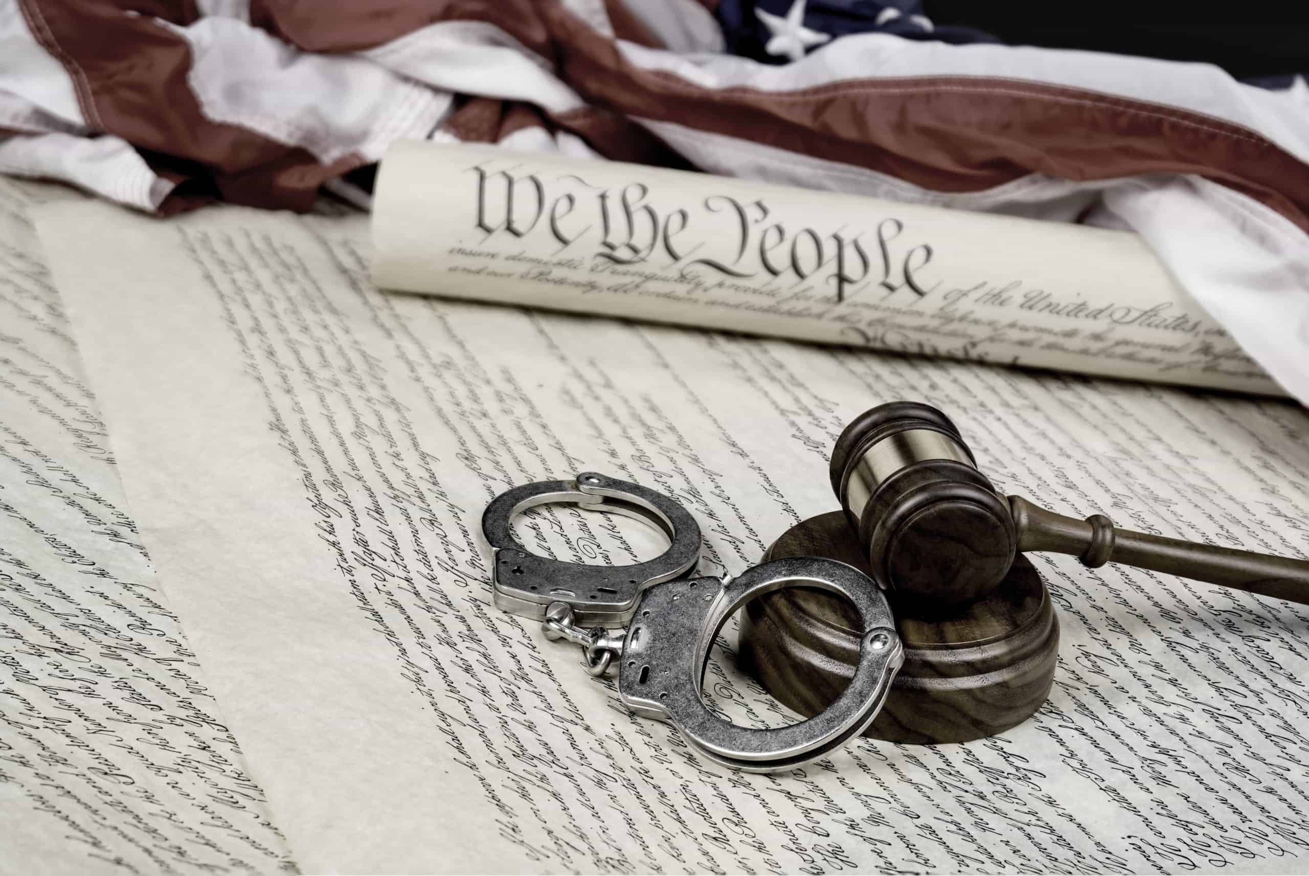 Constitution, Gavel and handcuffs